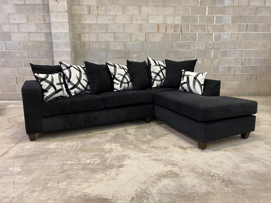 110 Black Fabric Sectional