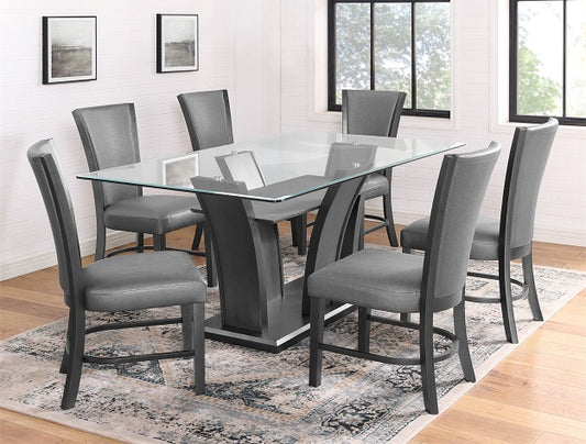 7pcs Glass Rectangular Top Dining Set