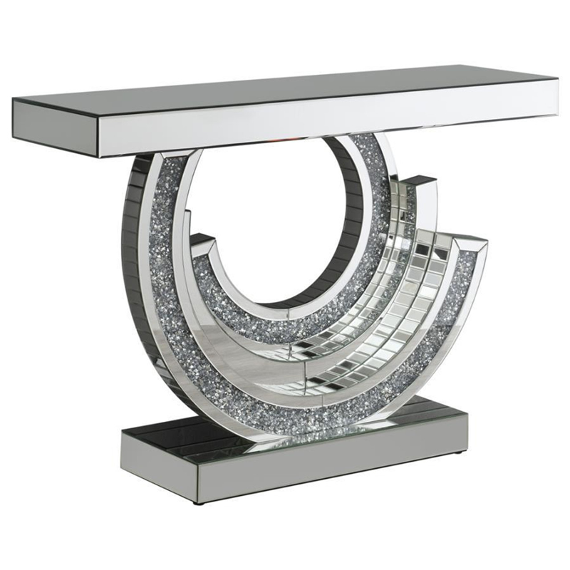 Multiple Color Light Mirror Glass Console