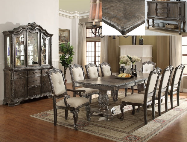 9pc Traditional Wood Dining Set