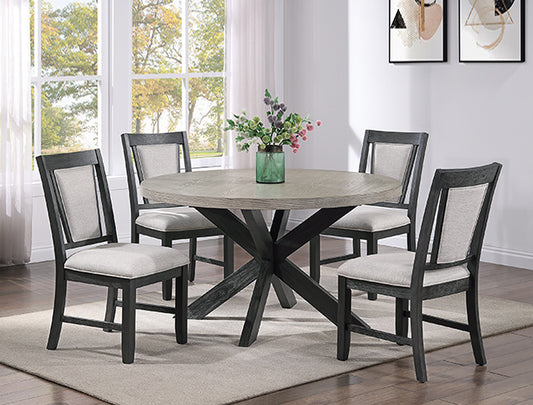 5pcs Grey Wood Round Dining Set