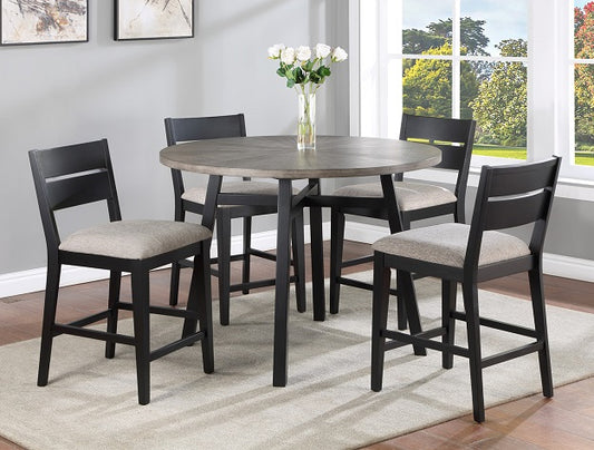 5pcs Counter Height Round Wood Dining Set