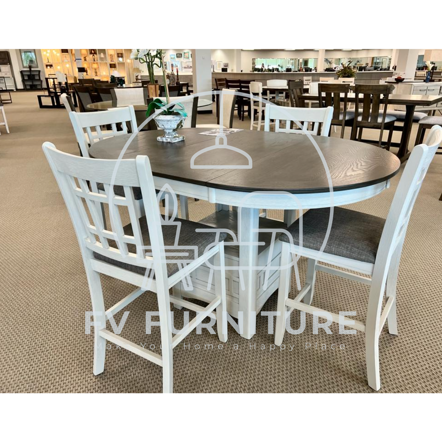 5pcs Round Wood Counte Height Dining Set ( Multiple Colors)