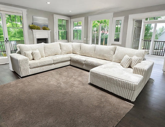 S320 Texan Ivory Thick Corduroy Oversized Sectional