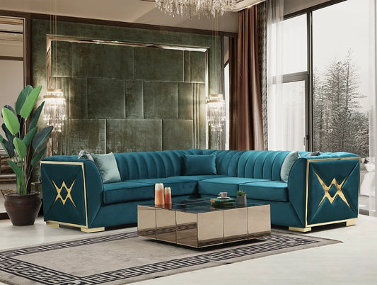 S6105 Ariana Aqua Velvet Sectional