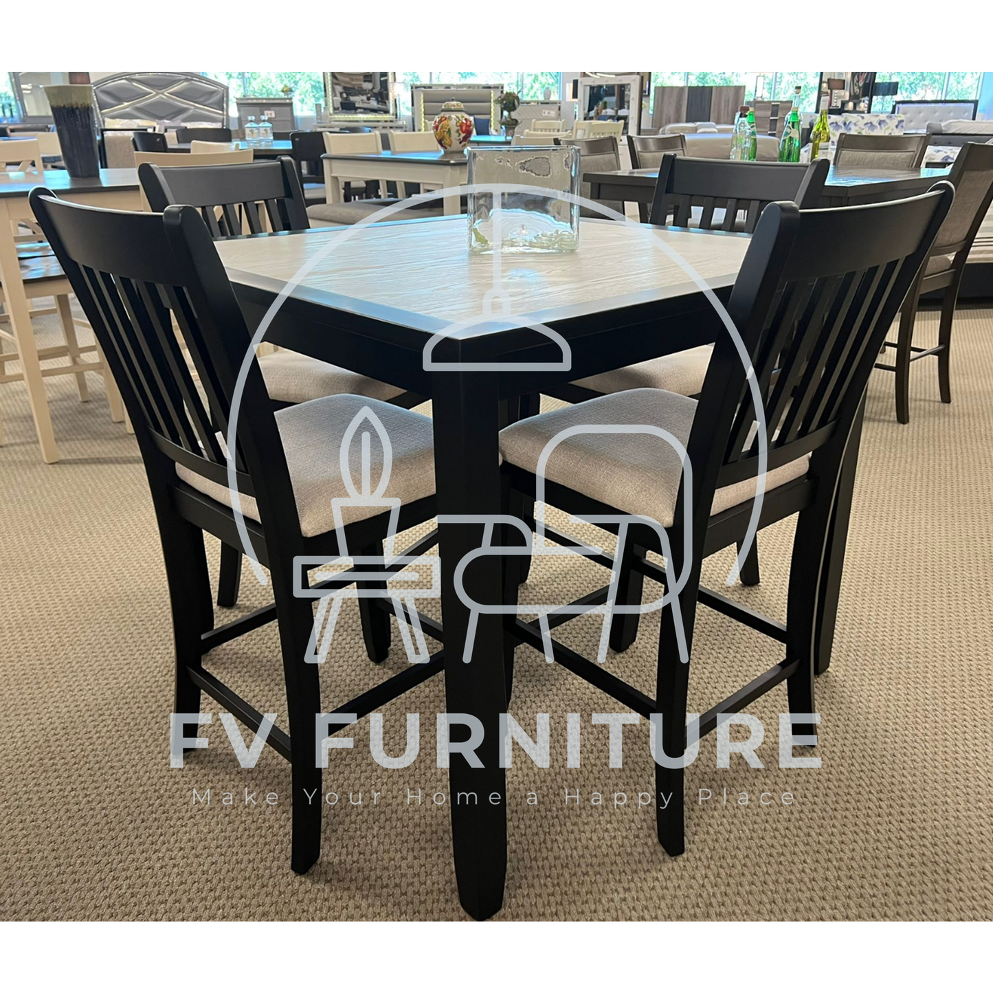 5pcs Counter Height Wood Dining Set