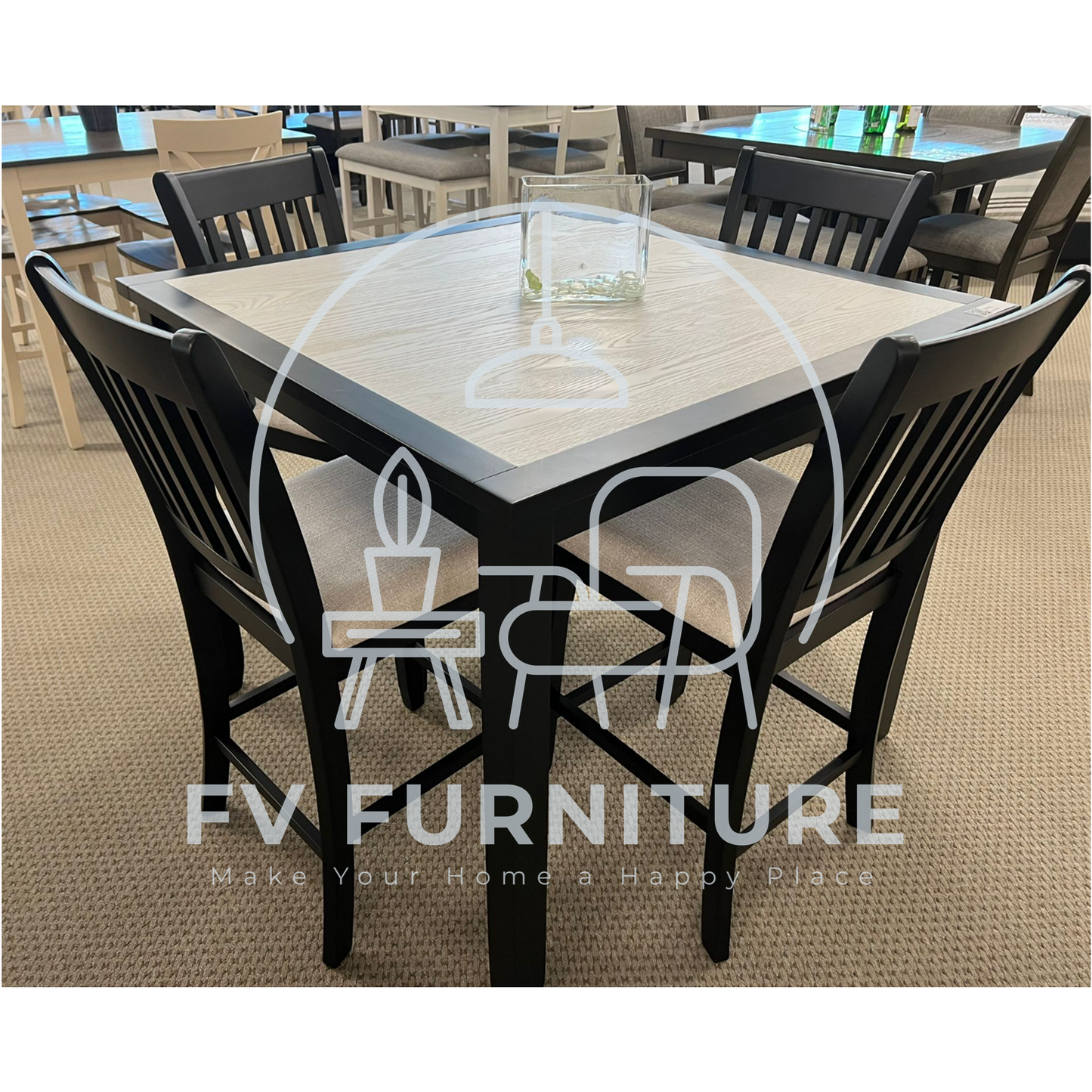 5pcs Counter Height Wood Dining Set