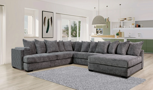 880 Ash Grey Thick Chenille Fabric Oversized Sectional