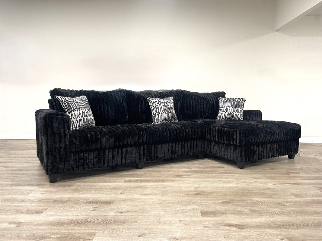 9500 Black Chenille Sectional