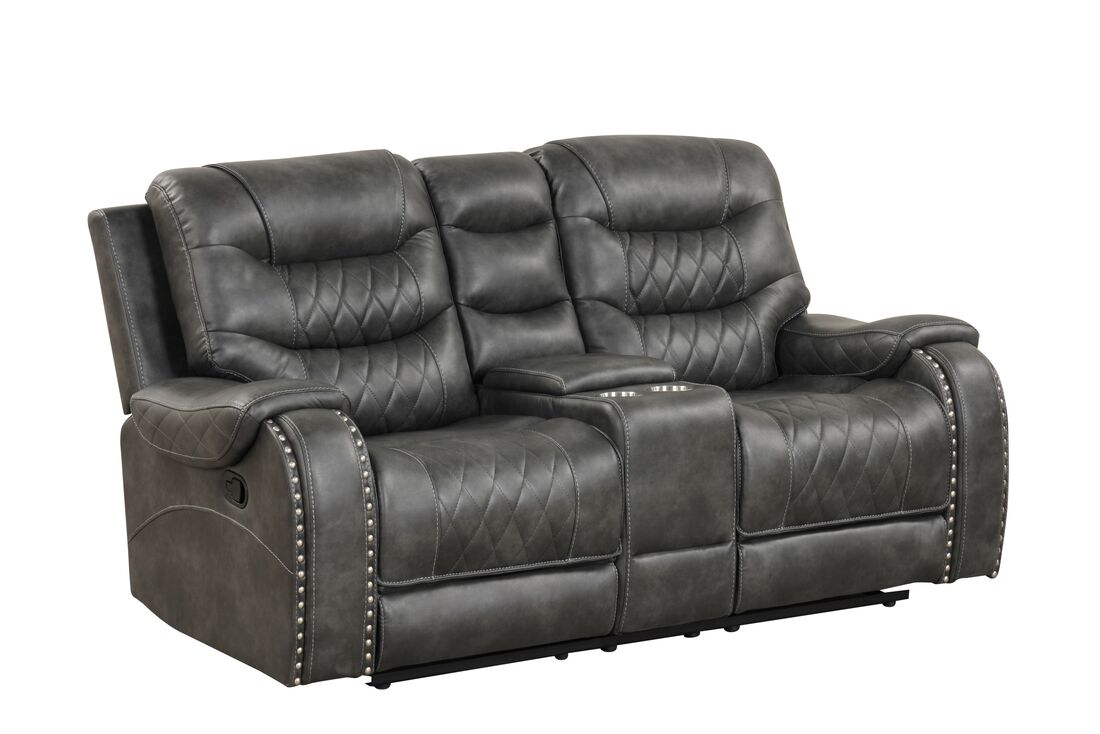 3pcs Ashley Leather Gel Grey  Reclining Sofa Set