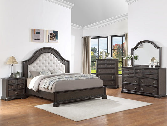 5pcs Brown/White Finish Wood Bedroom Set