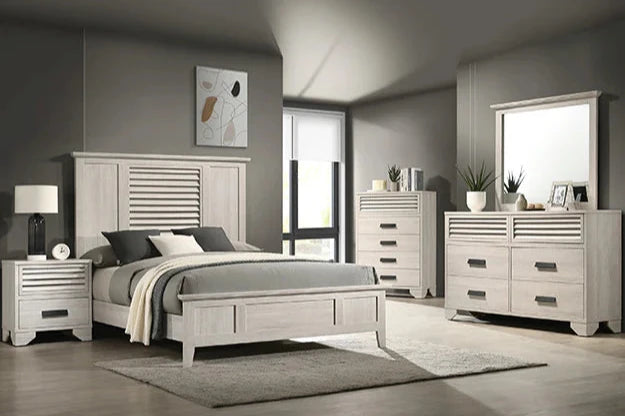 5pcs Sarter Cream Solid Wood Bedroom Set