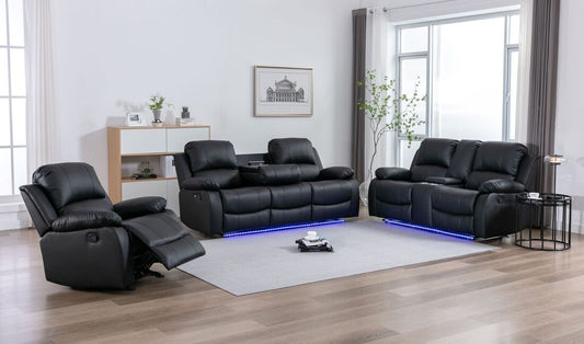 3pcs Daytona Black Reclining Set