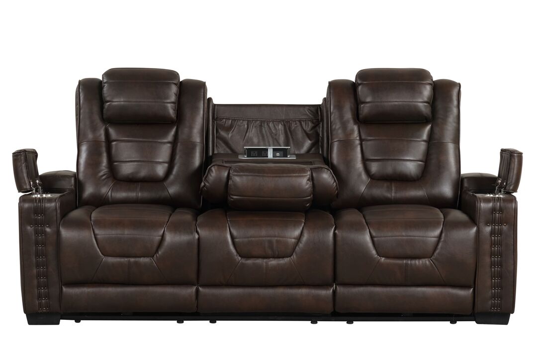 3pcs Eric Brown Leather Power Reclining Sofa Set