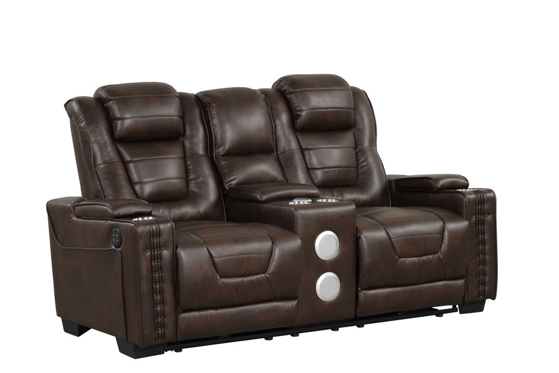 3pcs Eric Brown Leather Power Reclining Sofa Set