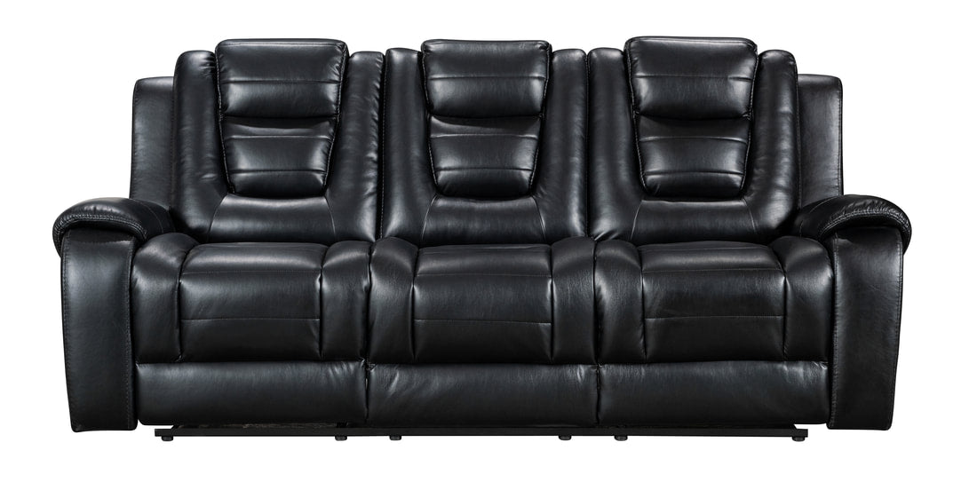 3pcs Jordan Black Leather Gel Reclining Sofa Set