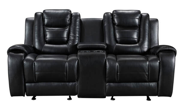 3pcs Jordan Black Leather Gel Reclining Sofa Set