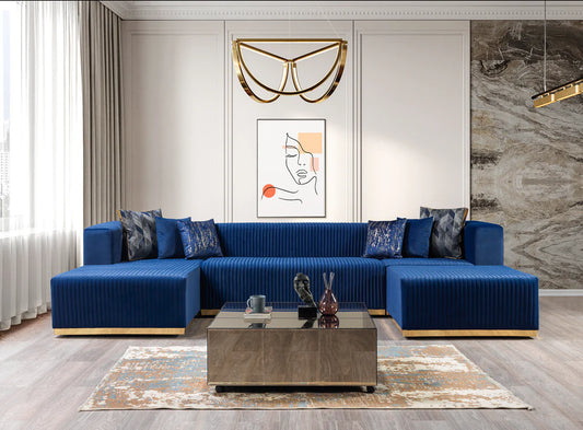 Juliana Blue Velvet Double Chaise Sectional