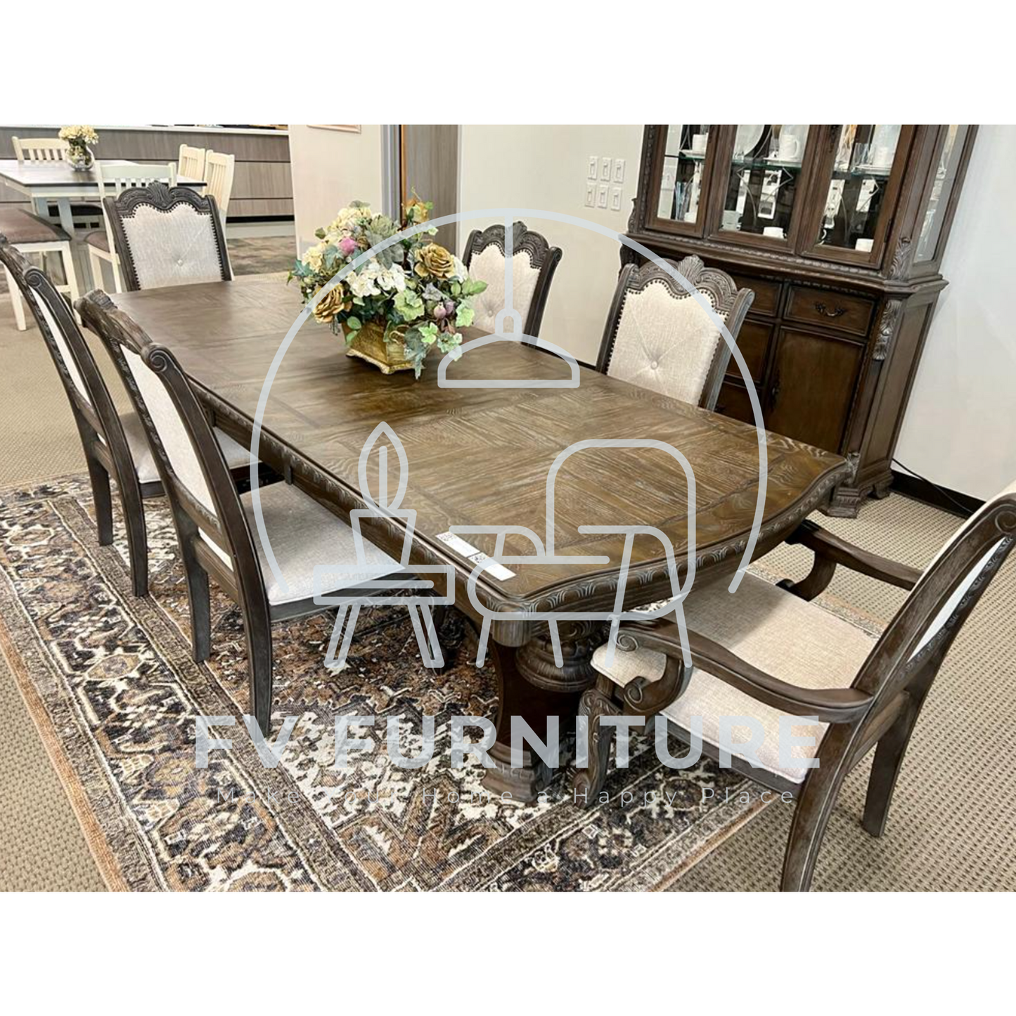 9pc Traditional Wood Dining Set