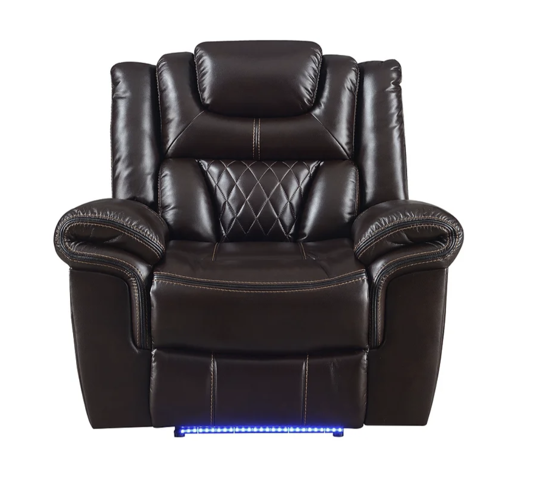 3pcs Party Time Brown Leather Gel Power Reclining Sofa Set