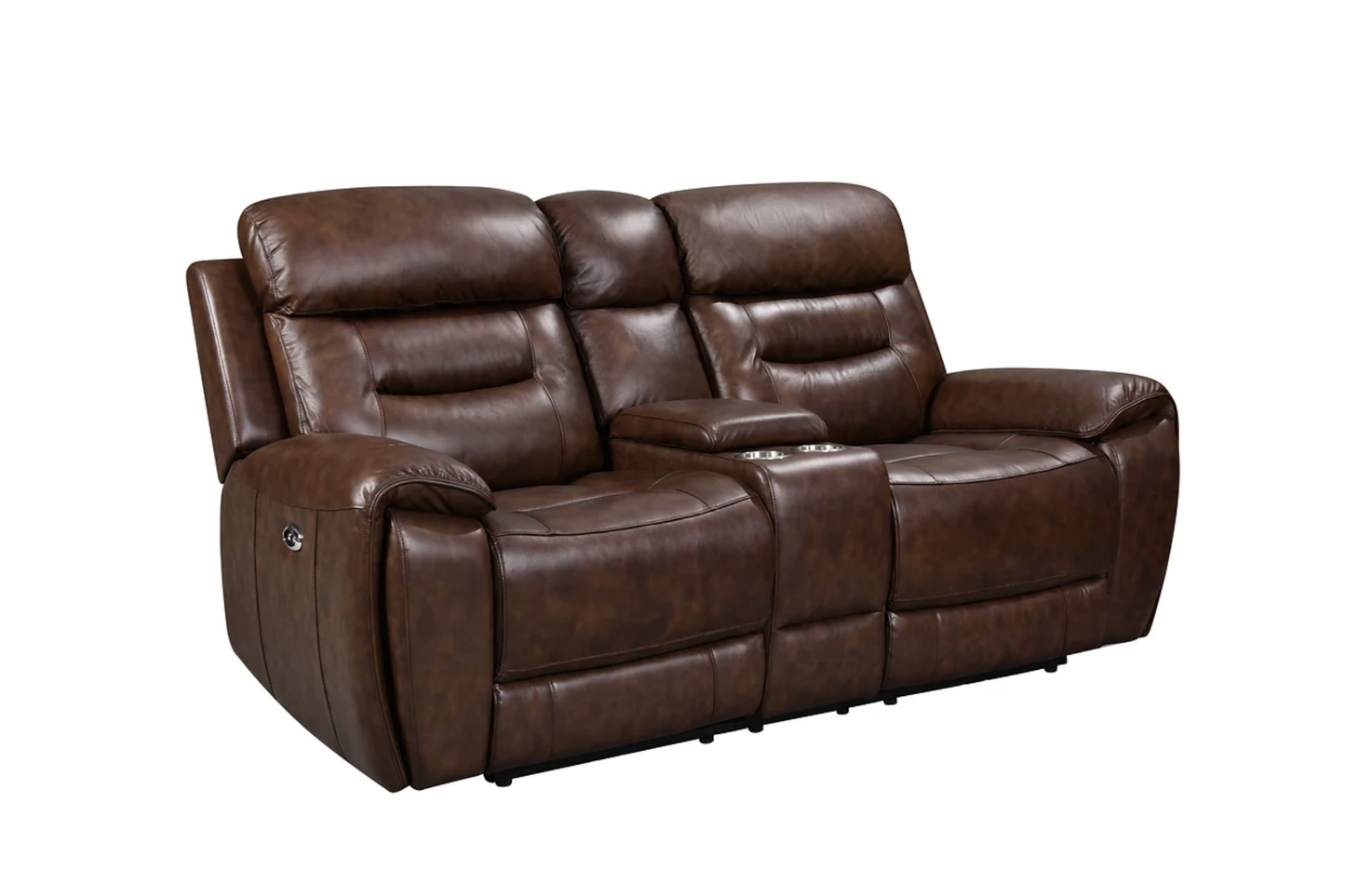 3pcs Rosewood Brown Top Grain Leather Power Reclining Sofa Set