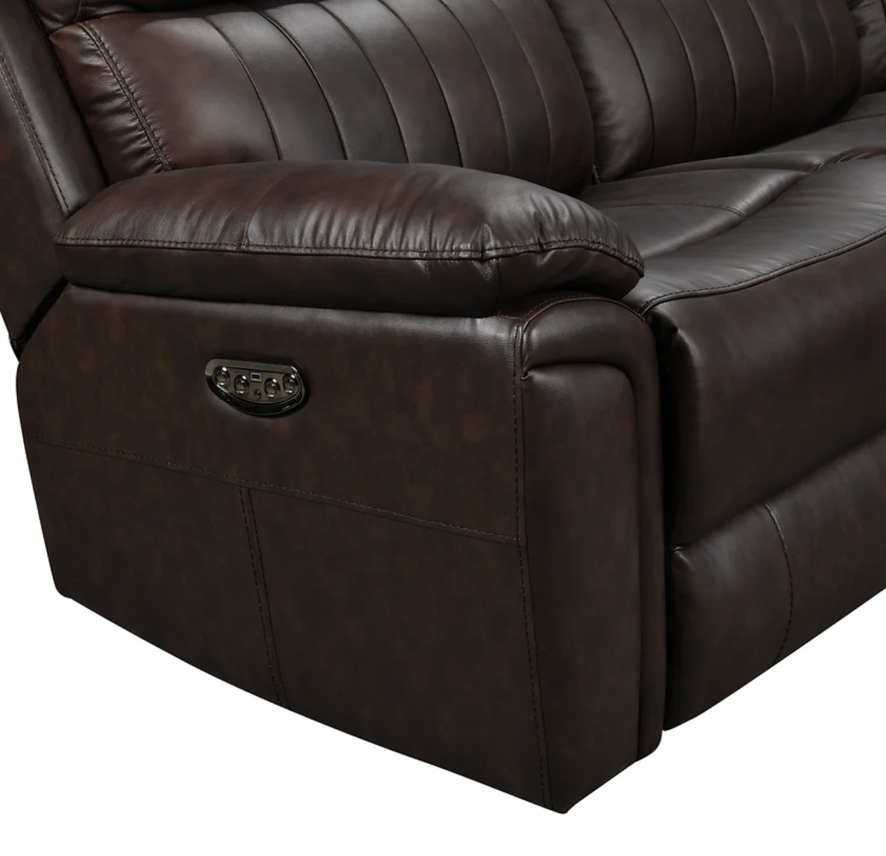 Fresno Brown Leather Power Reclining Sectional