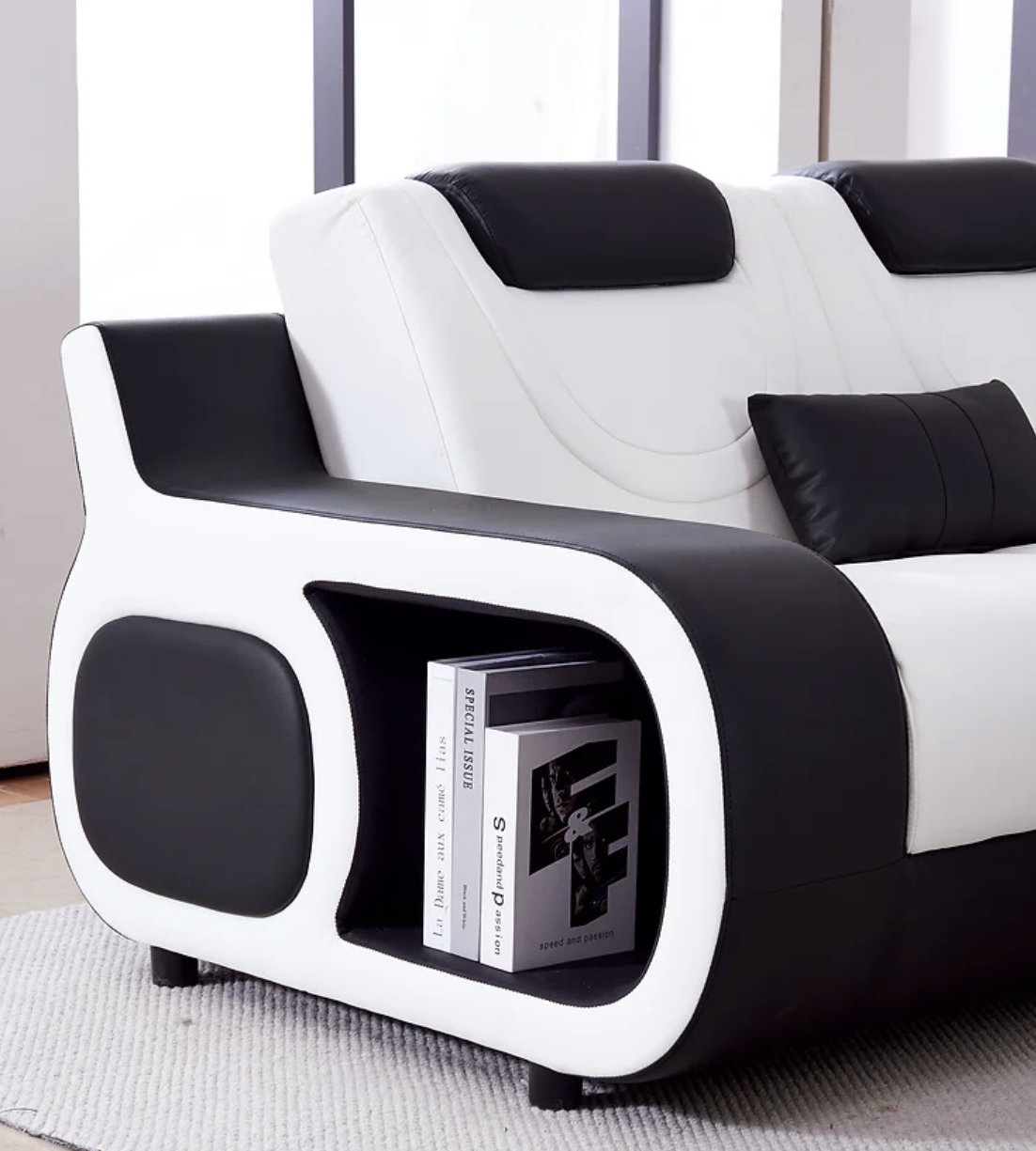 Tron Two-Tone, Speaker Bluetooth Sectional w/ Coffee Table