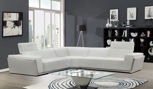 Domo White Top Grain Leather Oversized Sectional