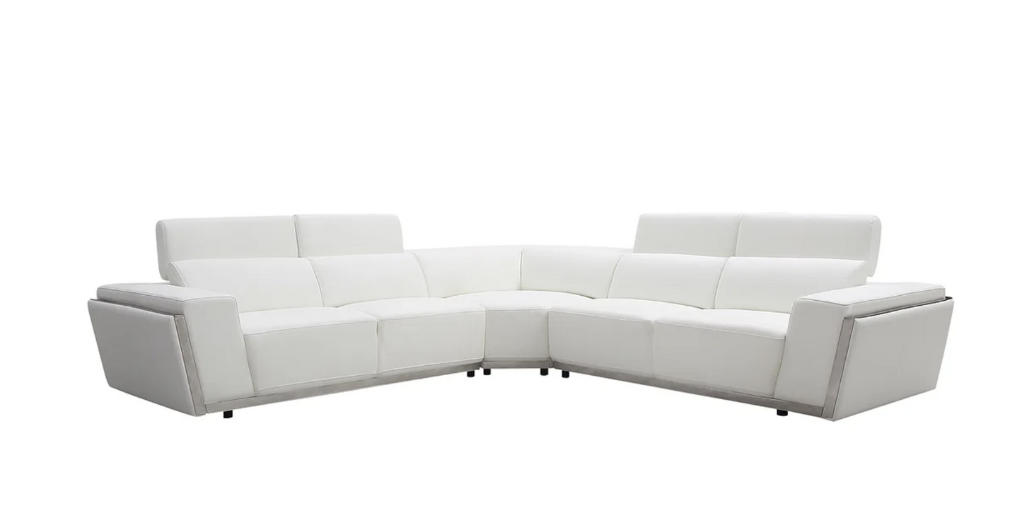 Domo White Top Grain Leather Oversized Sectional