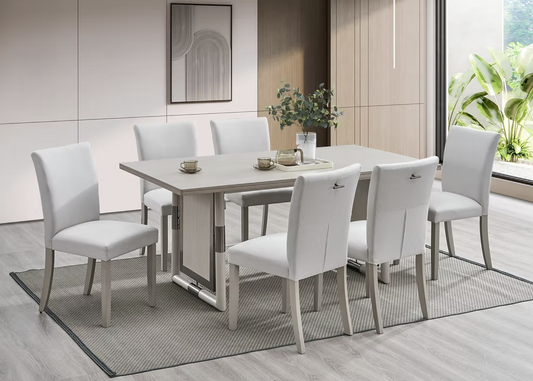 7pcs D9070 Urban Cream Finish Dining Set