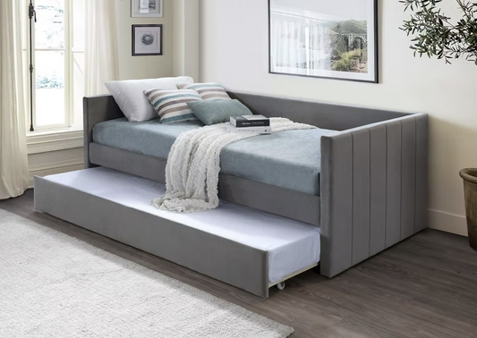 B9360 Vivi Grey Velvet Daybed with Trundle