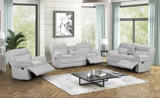 3pcs S3939 Mellow Grey Reclining Sofa Set