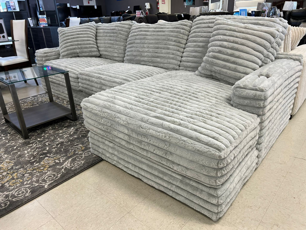 Comfrey Gray Corduroy Oversized Sectional with Cupholders