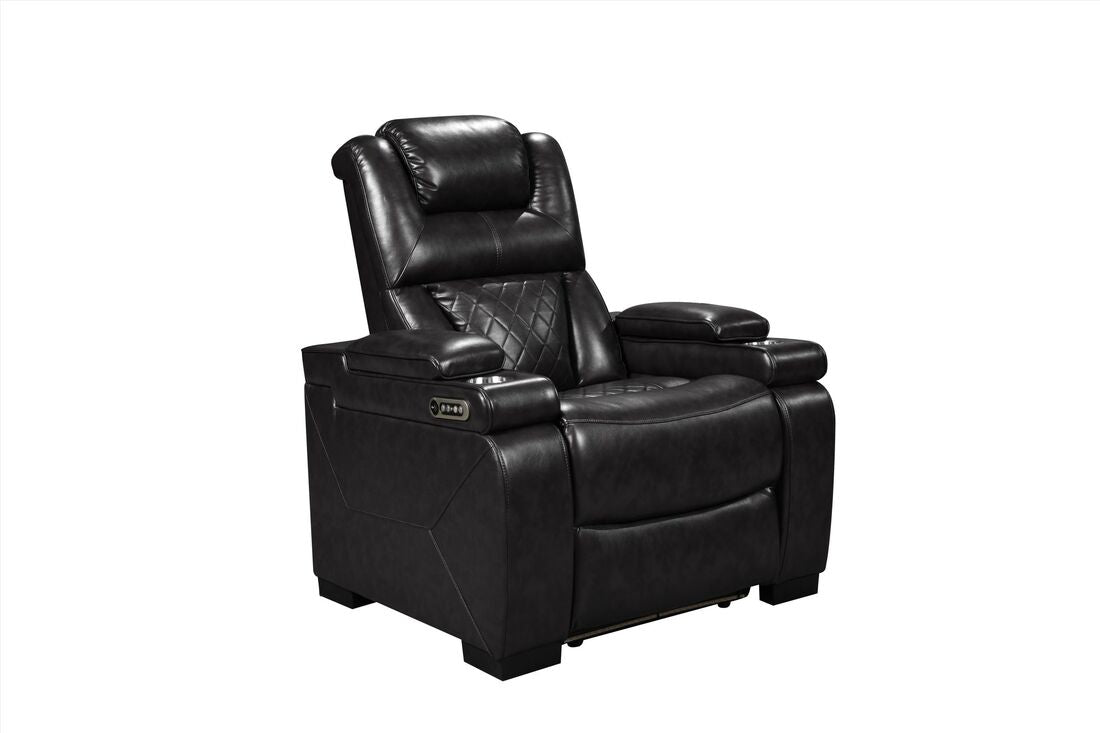 3pcs Woodland Black Leather Power Reclining Sofa Set