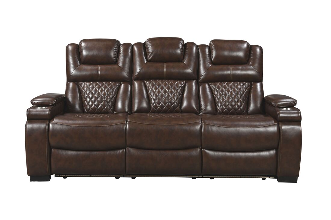 3pcs Woodland Brown Leather Power Reclining Sofa Set