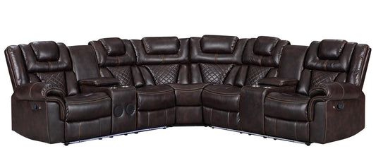 Alexa2023 Brown Leather Power Reclining Sectional