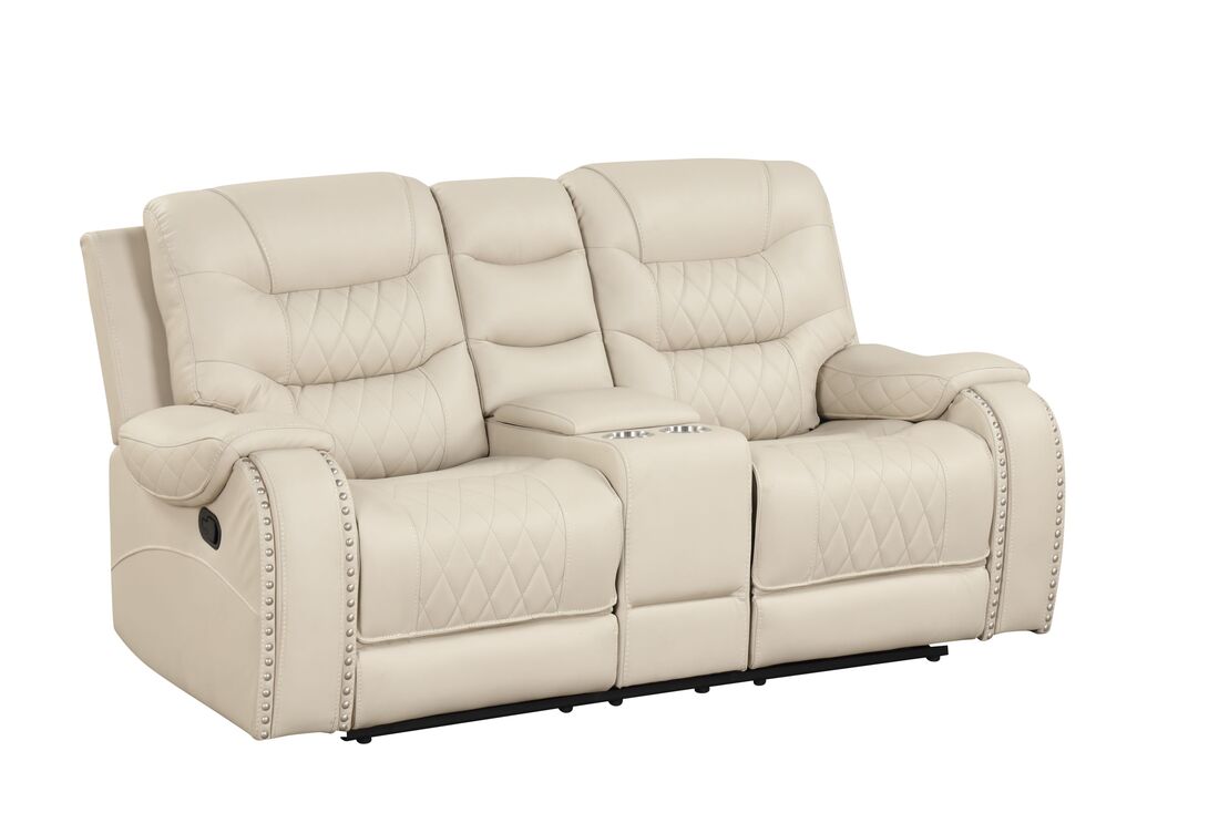 3pcs Ashley Cream Leather Gel Reclining Sofa Set