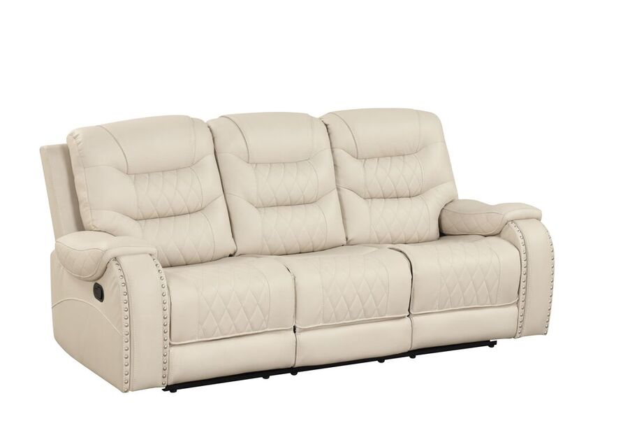 3pcs Ashley Cream Leather Gel Reclining Sofa Set