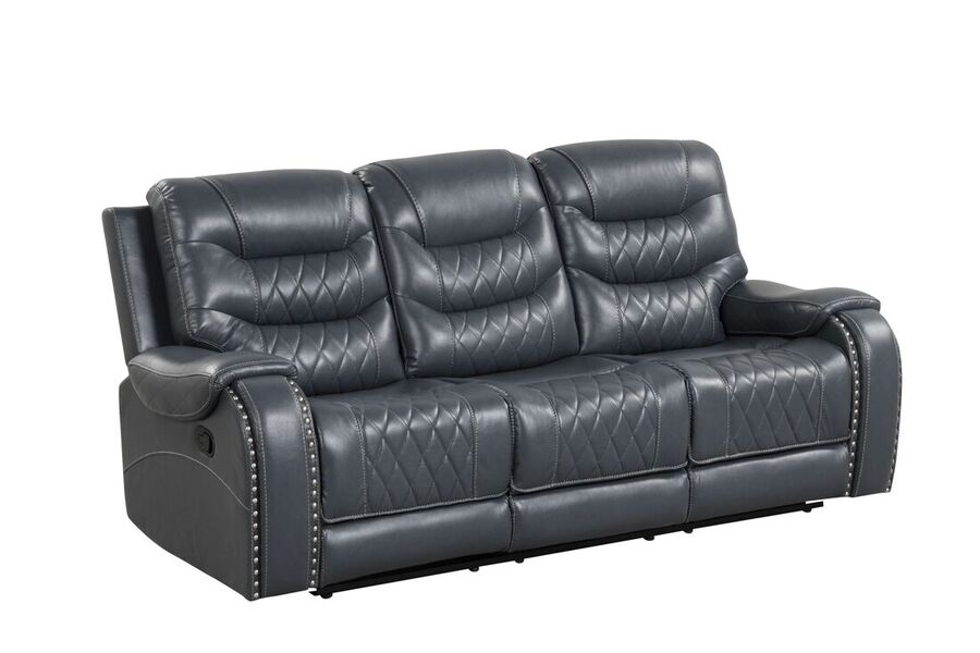 3pcs Ashley Blue Grey Leather Gel Reclining Sofa Set