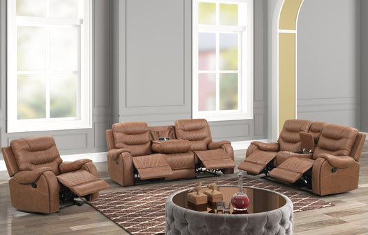 3pcs Ashley Light Brown Palomino Reclining Sofa Set