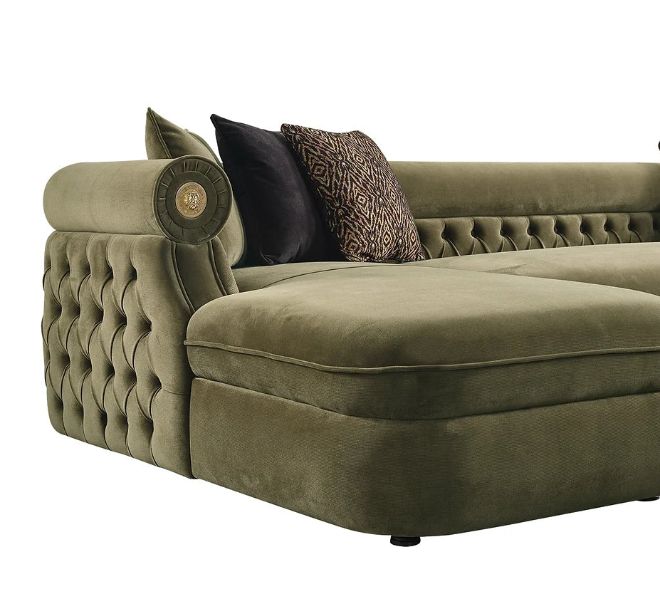 Brooklyn Green Velvet Oversized Double Chaise Sectional