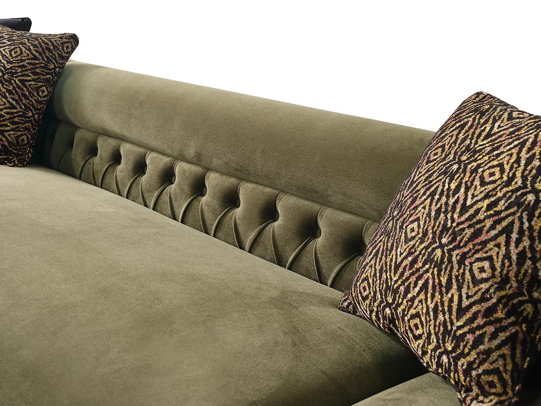 Brooklyn Green Velvet Oversized Double Chaise Sectional