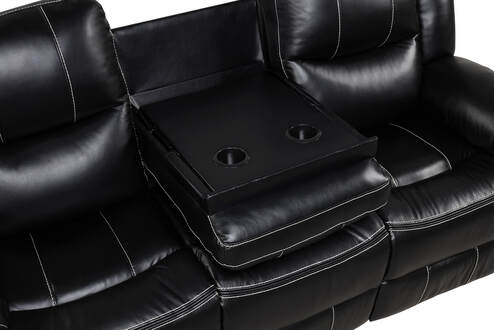 3pcs Carter Black Leather Gel Reclining Sofa Set