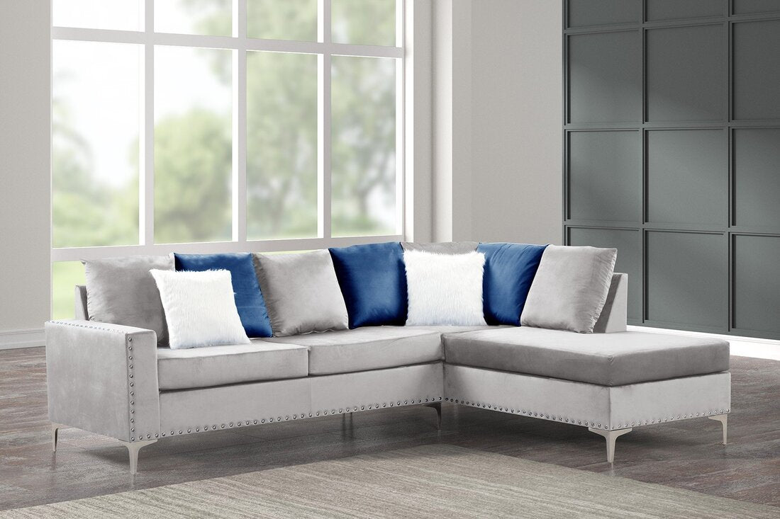 Cindy Grey Velvet Reversible Sectional