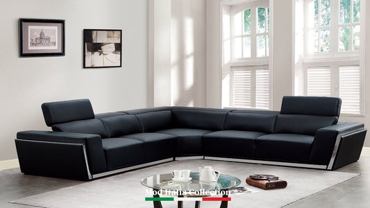 Domo Black Top Grain Leather Oversized Sectional