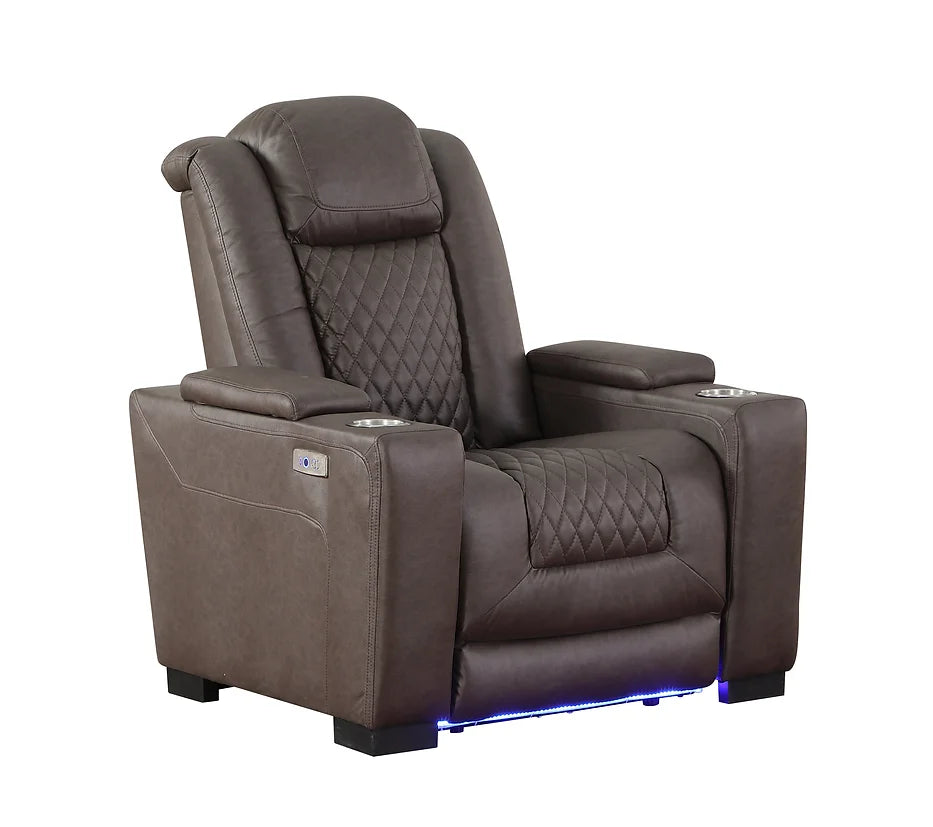 3pcs Ash Brown Polished Micro-Fiber Power Reclining Set