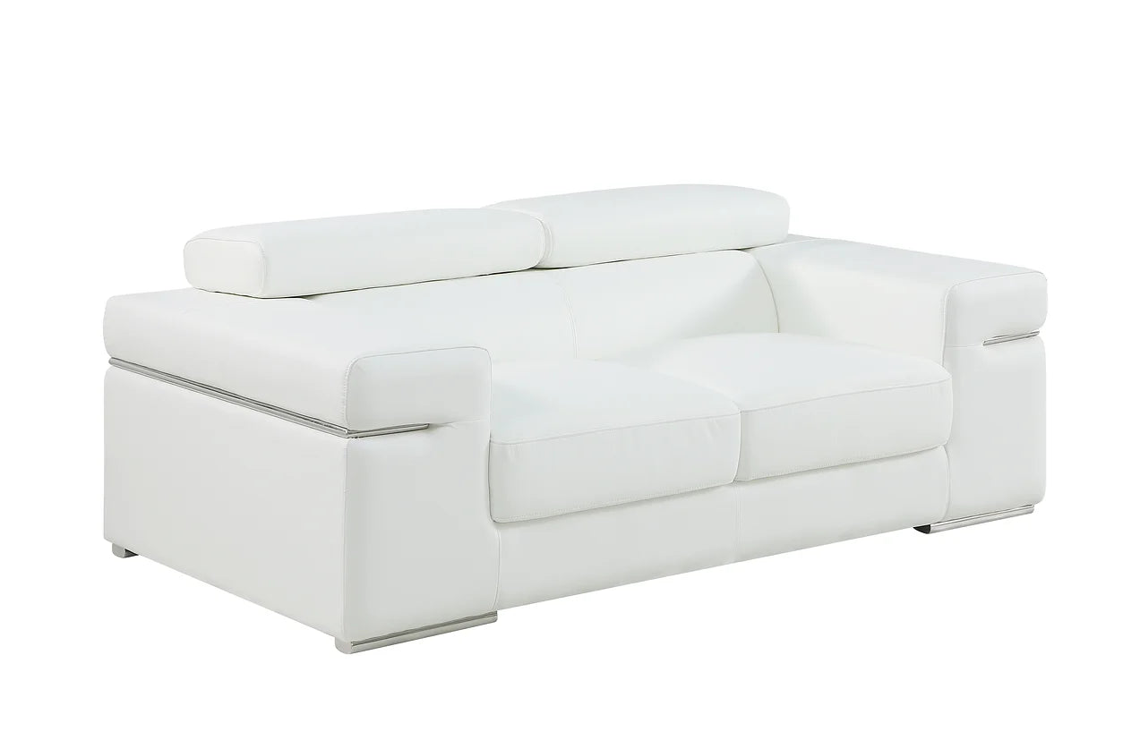 Soho White Italian Leather Sofa, Loveseat & Chair