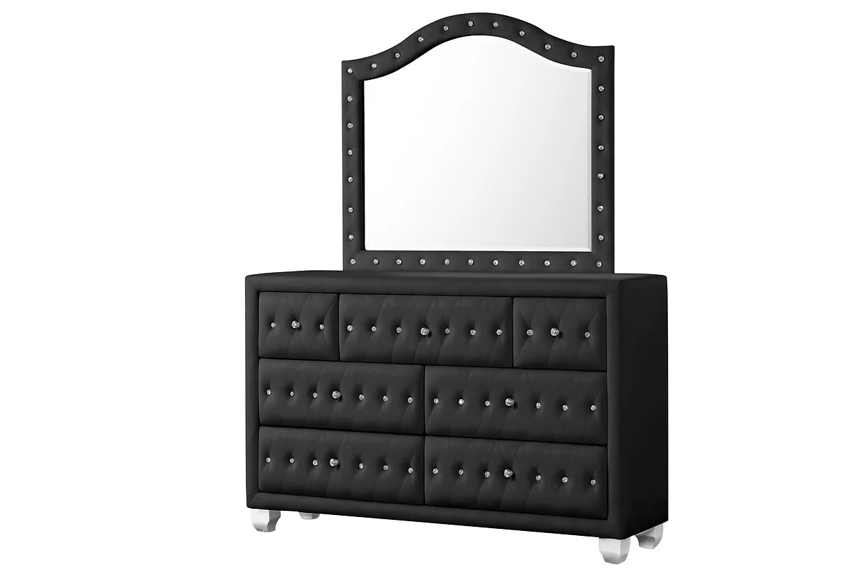 5pcs Black Diamond Velvet Bedroom Set