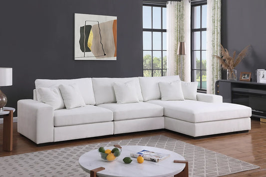 3pcs Comfy Cream Chenille Sectional