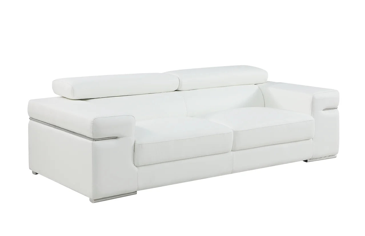 Soho White Italian Leather Sofa, Loveseat & Chair